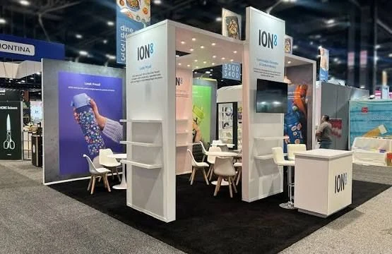 Illustrative trade-show booth with a considered conference footprint